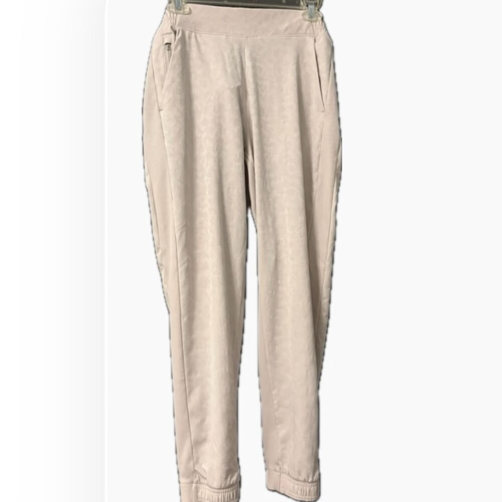 Athleta Brooklyn Textured Joggers Size 10 Beige Light Gray Pull On Travel Pants